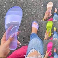 2020 Fashion Summer Women Sandals Clear Shoes Slip-On Jelly Shoes Ladies Flat Beach Sandals Outdoor Holiday Slides