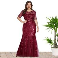 2021High Quality Plus Size Sequin Mesh Fishtail Slim Banquet Host Evening Party Prom Dresses For Women