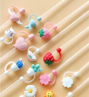 Cartoon Straw Silicone Dustproof Cover Flower Rabbit Love Plug Soft Rubber Recirculable Cloud Straw Cover