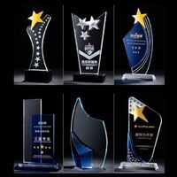 HYPER wholesale Custom Any Text And Pattern Big Blank Color Glass crystal Award Trophy Plaque