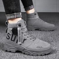 winter laces fluffy casual motorcycle martin pu leather shoes boots for man