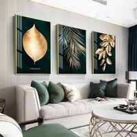 Golden leaf Art Crystal Porcelain Abstract Decorative Wall Painting For Home Decor Hotel