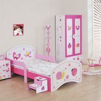 Custom Modern Cheap Wooden Pink Girls Kids Furniture Children Bed For Preschool