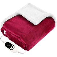 Reversible Sherpa/Flannel Heated Electric Throw Blanket, 50"x60" With 6 Setting Controller