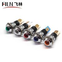 FILN 120v Illuminated Lighting Indicator 16mm Led Signal Tower Light waterproof IP67 Red yellow Green 110V 24V 220V with 2 pins