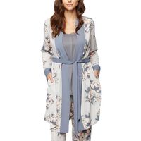 Custom long sleeve floral print elegant soft comfort maternity sleepwear robe