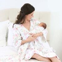 GOTS Organic Nursing Gowns And Swaddle Bamboo Mom Robe Maternity Robe And Baby Blankets Organic Bamboo Fiber Maternity Robe