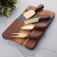 best sellers 4 pcs black walnut wood handle cheese knife set with PVD coating