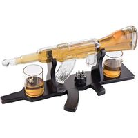 Ali baba official website tequila gun shape bottle 800ml whiskey decanter gun large decanter set with 2 whisky glasses