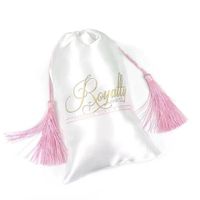 Custom Logo Hair Bundles Packaging Lash Wig Silk Satin Bag with tassel