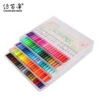 Non-toxic Fast Drying Washable 100 Colors Dual Tip Water Brush Pen with Fineliner Art Marker Pens for Drawing