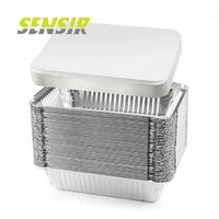 Wholesale Silver Aluminum Foil Tray Disposable Takeaway Aluminium Foil Food Container with Plastic Lids