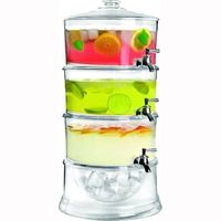 Clear Durable Acrylic Stackable 3-Gallon Beverage Serve Chilled Dispenser With 3-Tier Ice Chamber Base & Cooling Shafts