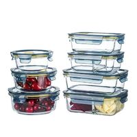 Pyrex Glass Microwave Oven Large Glass Food Storage Container Set with Airtight Lid Lunch Box Rectangular Shape