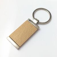 Unique New Design Backside High Polished Alloy Metal Key Chain Wholesale Custom Laser Logo Blank Advertising Beech Wood Keychain