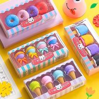 Non-toxic Kawaii Ice Cream Shape Custom 3D Eraser Kids Stationary Set Eraser Rubber ice cream cake student TPR Pencil eraser