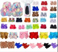 Put on bear inspired Custom 1:1 best-selling shoes, lovely winter gift for girls, B2C/FB/ Christmas party teddy bear slippers