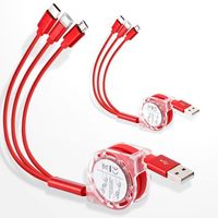 2020 Fashion Gifts Retractable Data Charging Cable 3 In One Usb Multiple Cable For Iphone Android Type C