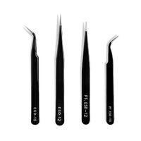 Stainless Steel Black Curved Straight Eyebrow Tweezers Anti Acid Nipper Rhinestone Picking Tool False Eyelash Nail Art Tool