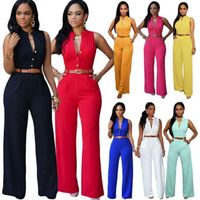 Newest Women Sleeveless Belt Fashion Ladies Jumpsuit