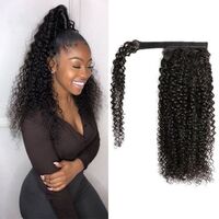 Drawstring Human Hair Ponytail Extension 100g Wrap Around Ponytails Afro Kinky Curly Clip in Virgin Brazilian Straight Ponytail