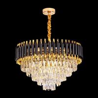 2021 round indoor luxury pendant light black gold LED hanging lights home nordic modern k9 crystal chandelier