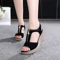 Wholesale latest design ladies fancy wedge sandals shoes high heel platform wedge sandals