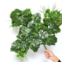 Wholesale Artificial 3 Branches Grape Leaves For Wall Decoration