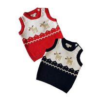 2021 innovative products wholesale Christmas style deer pattern knit sweater vest for kids