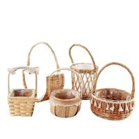 Wholesale Weaving Round Seagrass Handmade Flower Girl Basket With Handle Wicker Basket for Wedding