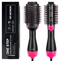 Landora 50%off Volumizer Hot Air Brush Pink Multifunctional One Step Ions Blow Hair Dryer Brush Straightener