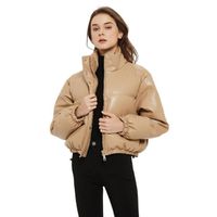 Soft casual sport waterproof ladies PU padded warm winter stand collar coat women bubble coat short puffer puff jacket