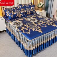 Bedspread Foldable Fitted Sheet Fashion Bed Linens Golden Lace Sheets Machine Washable Bed Covers for Queen King Size