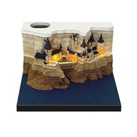 Hogwarts Castle Memo Pad with Penholder LED Light 3D Block Memo Pad Revealing Embedded Castle Paper Cut