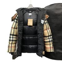 Luxury plaid down jacket goose men women Warm hooded double lining white duck down feather clothes parka coat with zipper