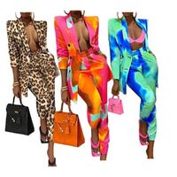 NS032 Fall winter casual two pieces outfits office ladies tie dye ladies suits set for women's suits