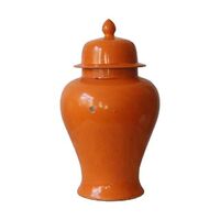 wholesale Chinese ceramic home decoration general jar with lid make antique porcelain temple tank with old orange finished