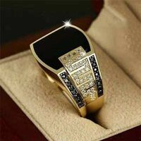 Hot Sale 2021 Male Luxury Men Black Gold Rings Men