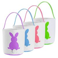 2021 Easter Bunny Bucket Cotton Cute Gift Bag Rabbit Ear Handbag Storage Easter Egg Basket with Handle for Easter Decoration