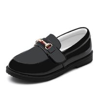 Girls Flat Casual Shoes 2021 Fall New British Style Soft Bottom Black Leather Shoes for Big Kids Non-slip Princess Shoes