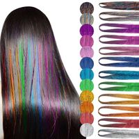 BAOSHINY Hair Tinsel Extensions Party Glitter Highlights Extensions Hair Tinsel Hairpieces 90CM