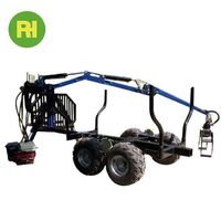 Hydraulic log trailer forestry for atv 4wd with grapple and gasoline engine