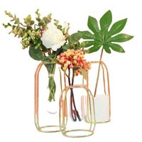 Top Quality Flower Stand Decoration Flower Vase Metal Iron Art Hydroponic Container Glass Flower Vase