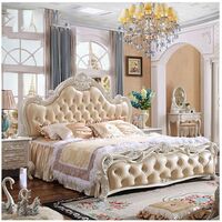 European Style King Size Beds Carved Royal French Italian Elegant Luxury Bedroom Furniture MDF Wood Bedroom Sets