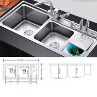 1.2mm Thickness Sinks Kitchen Stainless Steel Sinks with Trash Can with Knife Holder Above Counter EXW