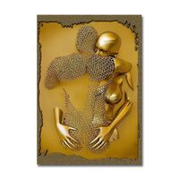 Nordic 3D Couples Metal Figure Sculpture Wall Art Canvas Painting Love Art Statue Poster Print Picture for Living Room Decor