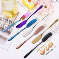 Custom Wedding Favor Gold Rainbow Blue Black Silver Japanese Metal Stainless Steel Butter Knife Spreader