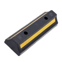 rubber car wheel stop with yellow reflective tape