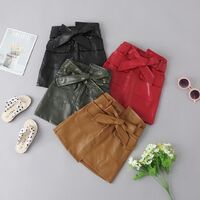 Fashion Girls Leather Skirts 2019 New Kids Clothes for Boutique Euro America Little Girls Solid Color Leather Short Skirt