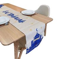 Amazon Hot Selling Eid Mubarak Blue Printed Table Runner